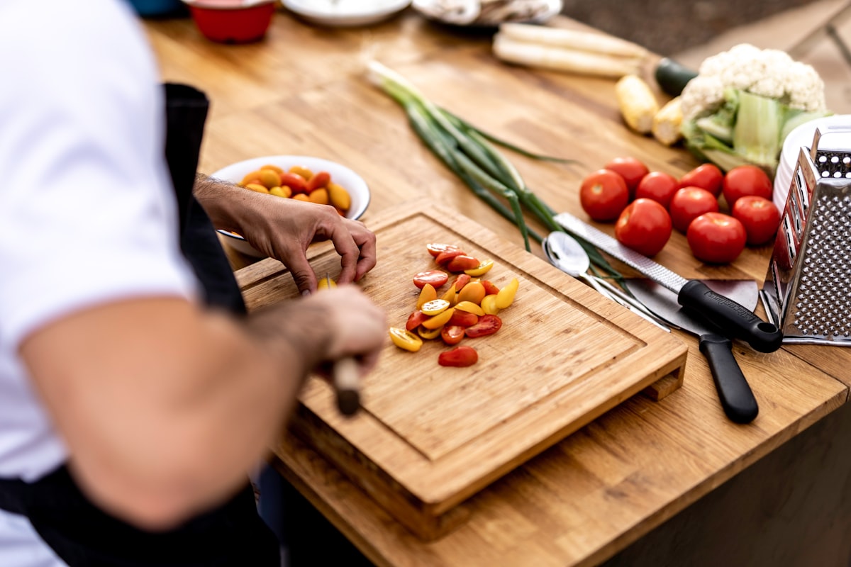 Someone preparing a healthy meal in the kitchen